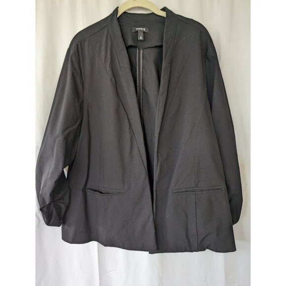 torrid Jackets & Blazers - Torrid Deluxe Stretch 3/4 Ruched Sleeve Blazer Womens Size 3 Black Office Button